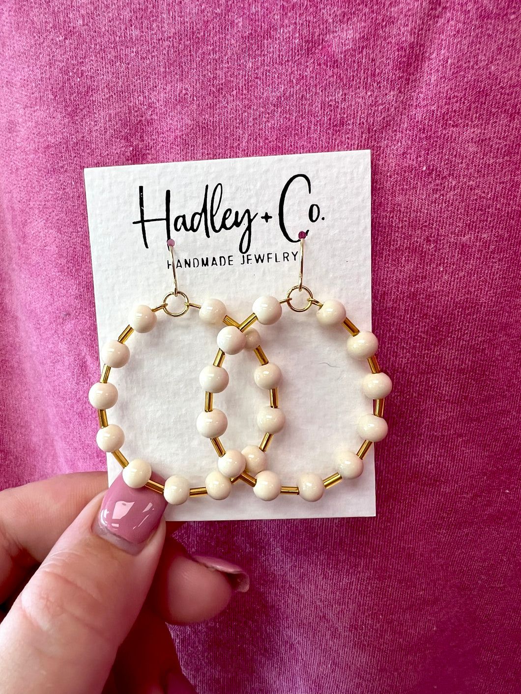 Ivory gold beaded Hadley + co earrings