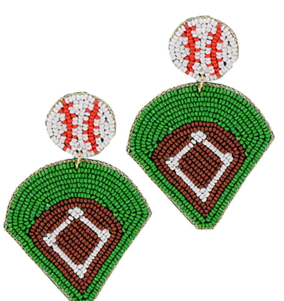Baseball field earrings
