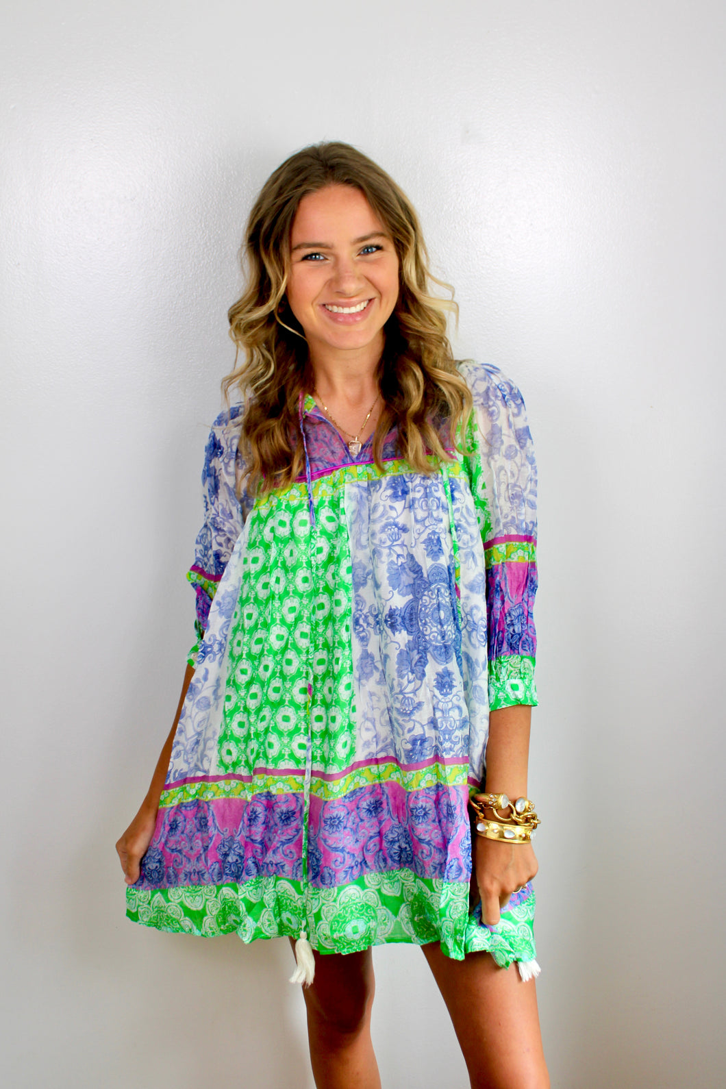 Purple green dress