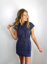 Load image into Gallery viewer, Navy button dress- last chance
