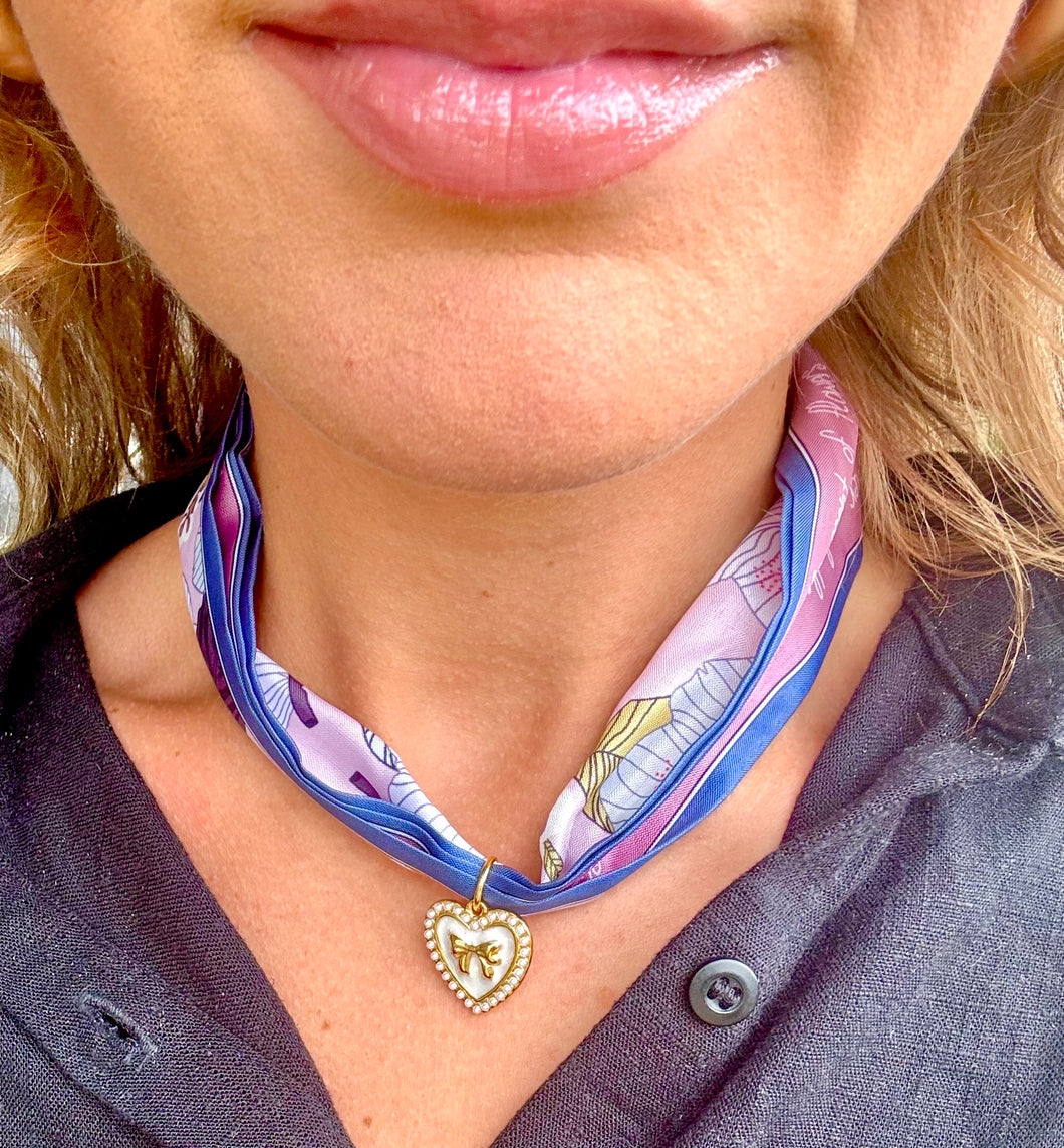 Bow heart scarf necklace- hart designs
