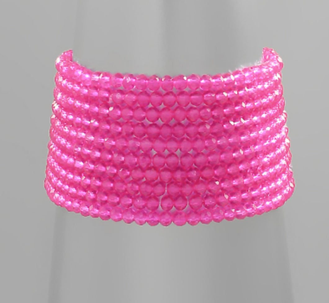 Pink beaded bracelet set
