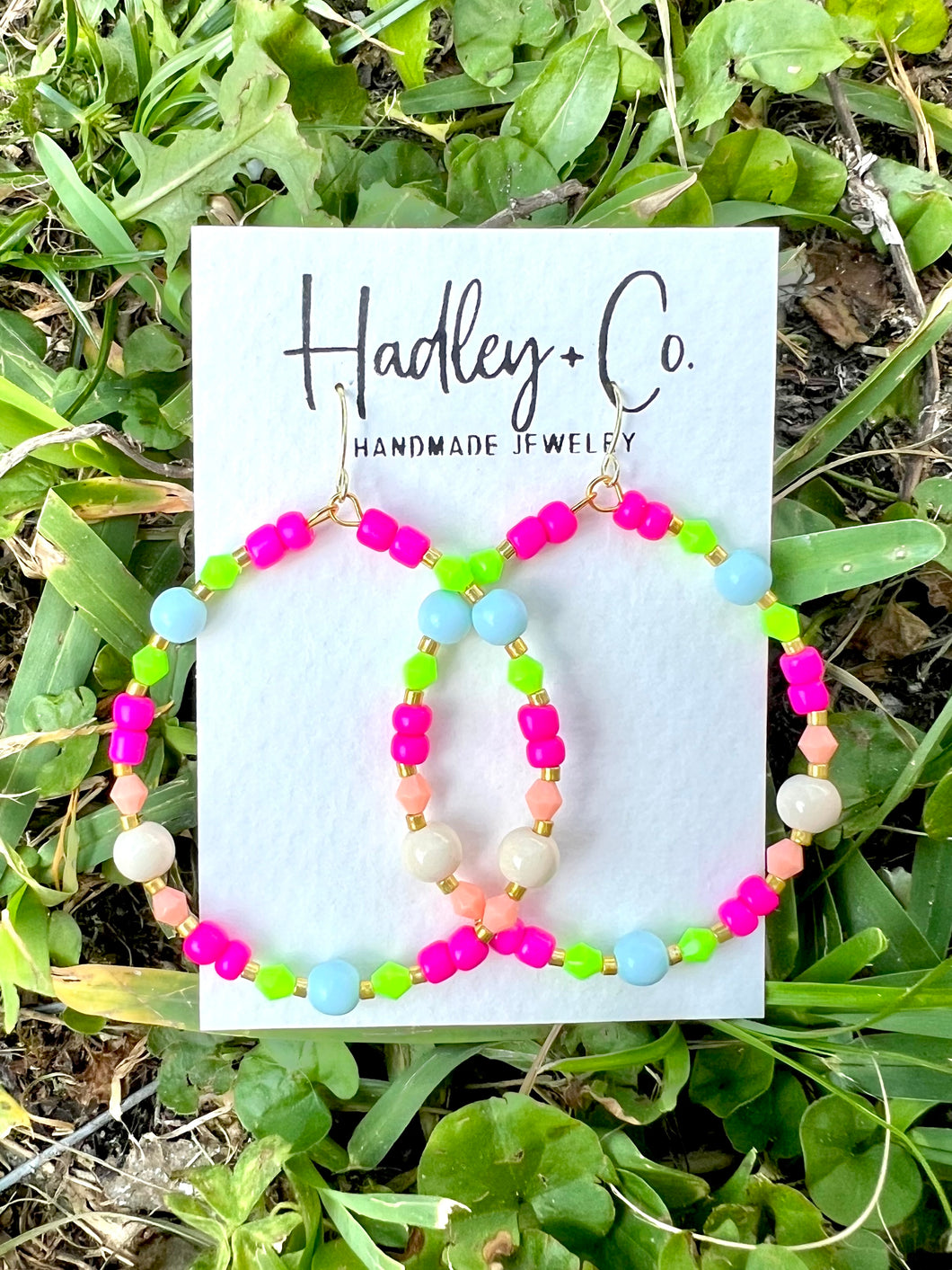 Pink green peach blue Hadley + co earrings