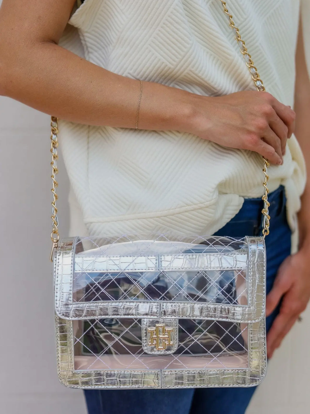 Silver/clear Caroline hill purse