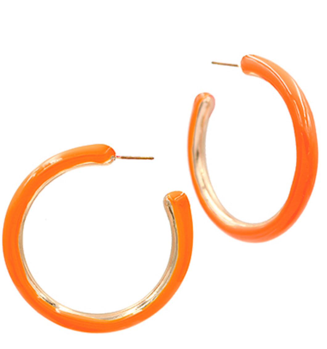 Orange gold hoop earrings