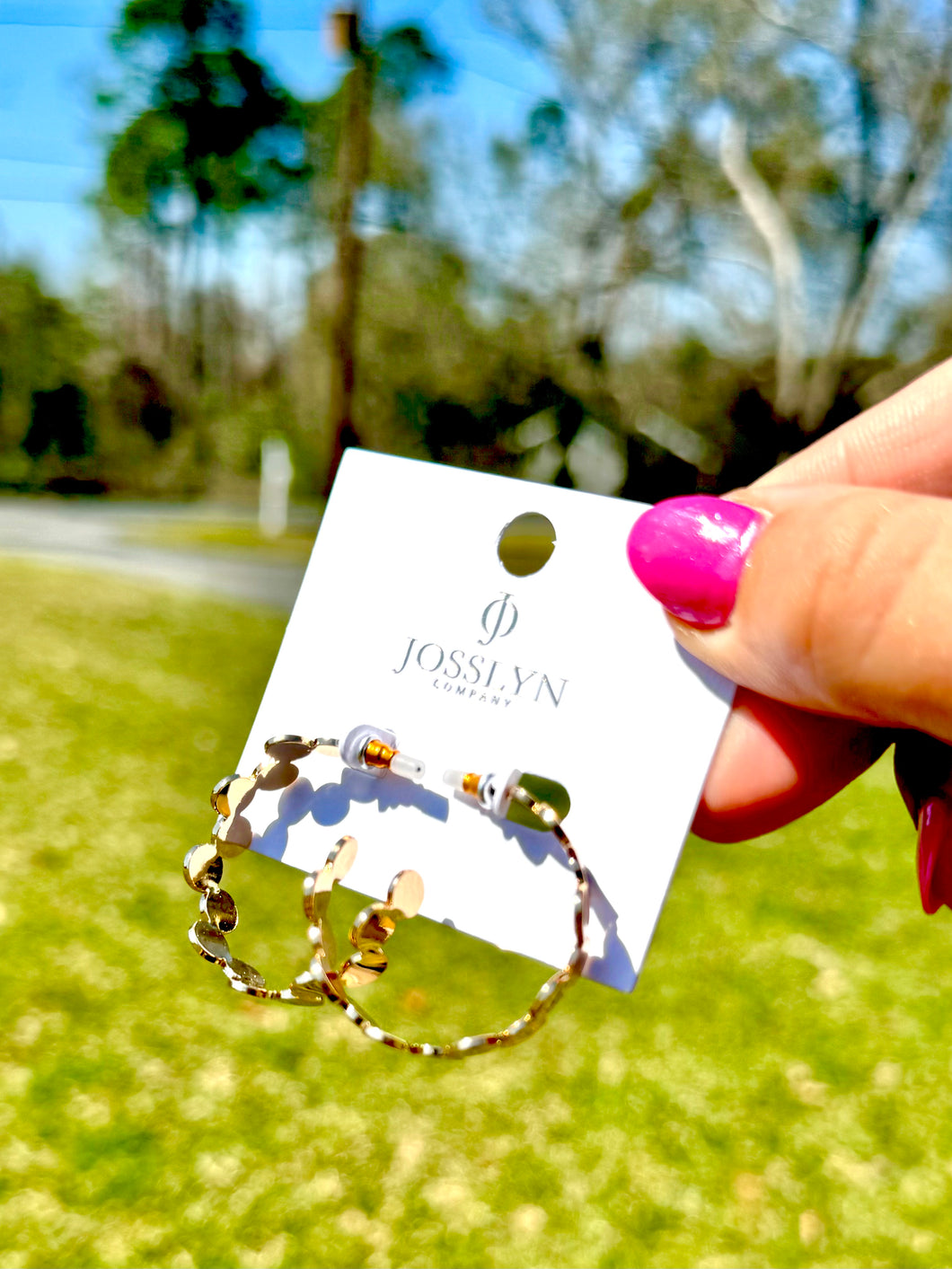 Gold circle bubble hoop earrings