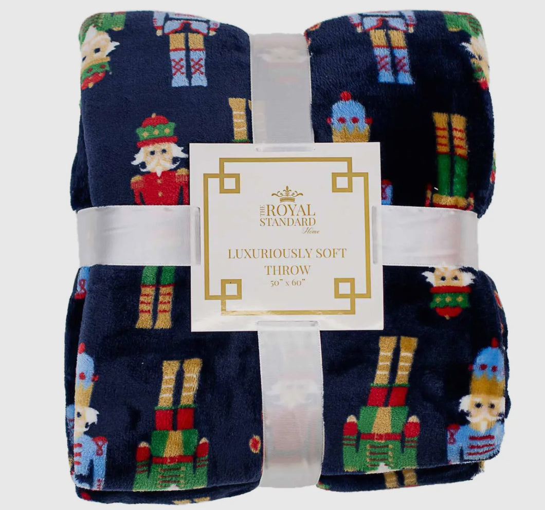 Navy nutcracker blanket