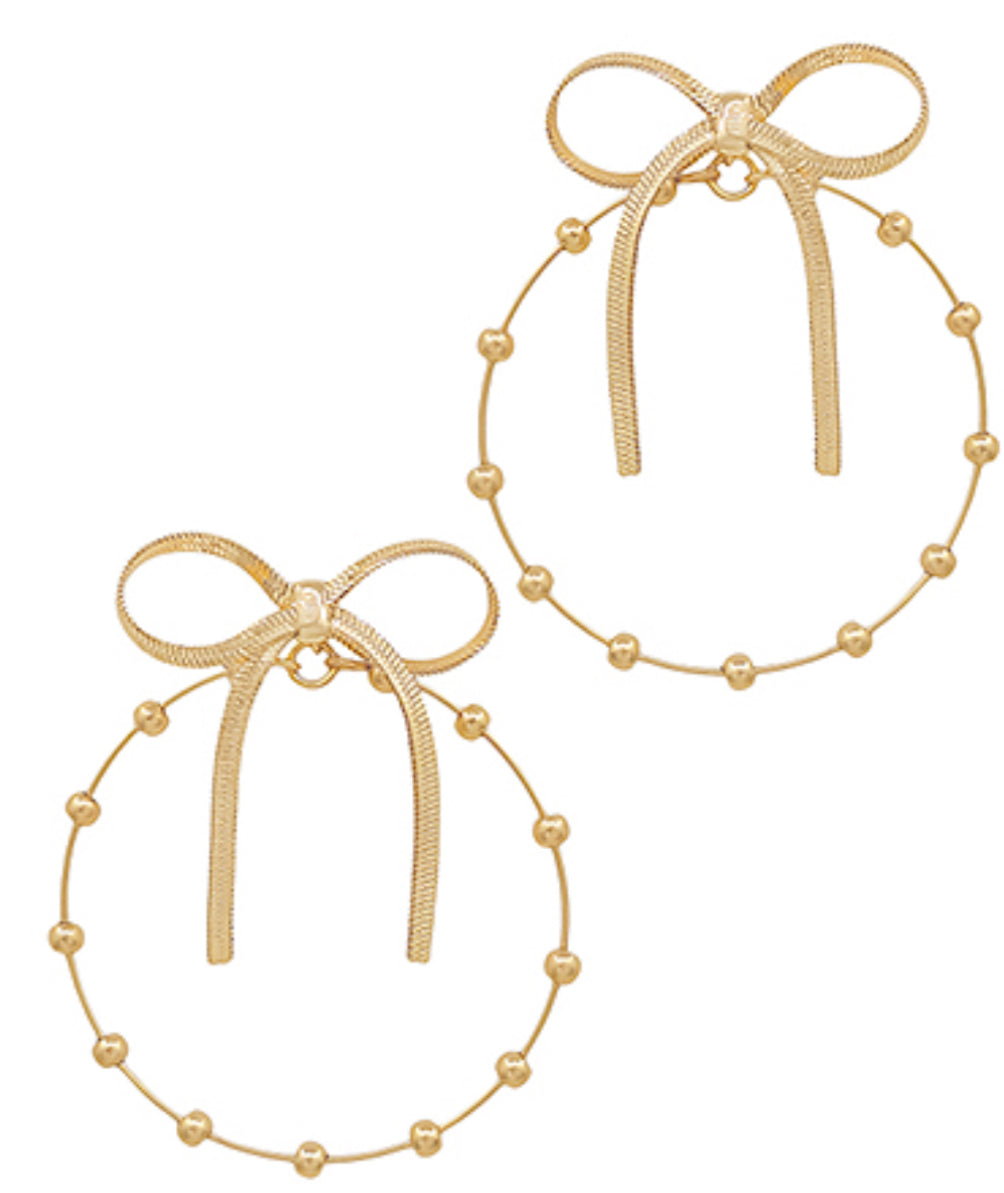 Bow omega chain earrings