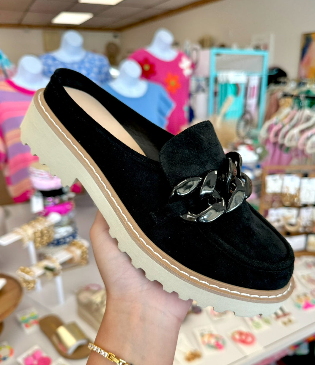 Black chain shoes
