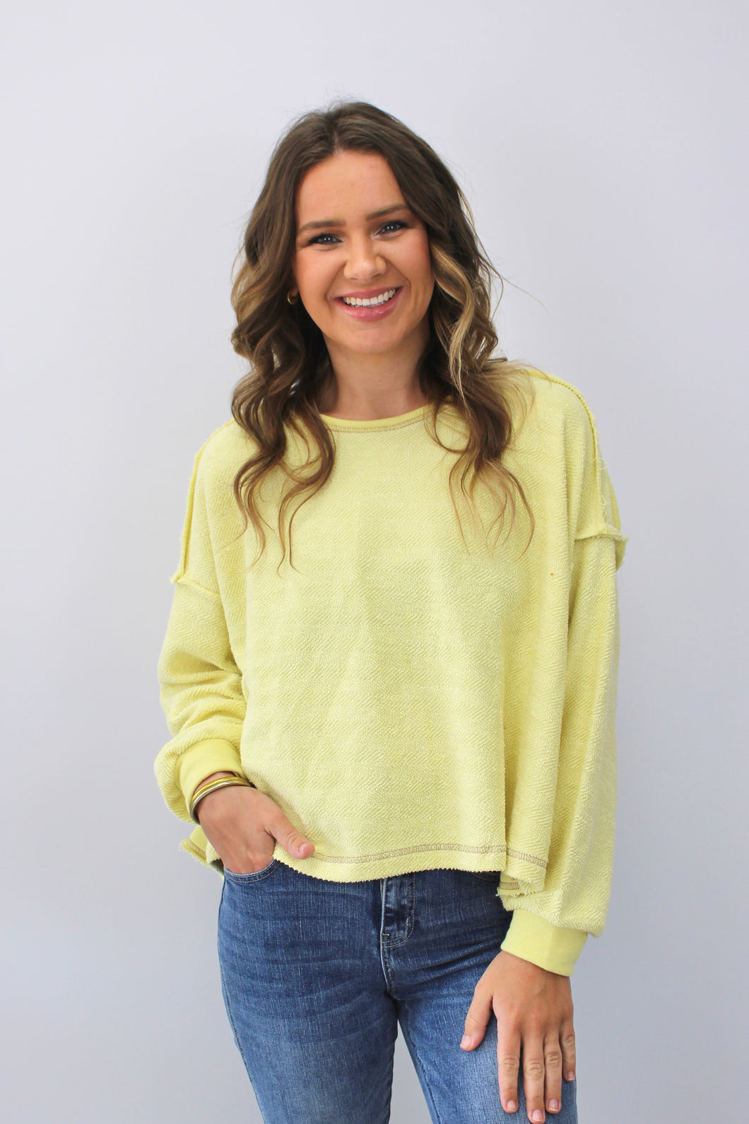 Butter yellow cut out pullover top