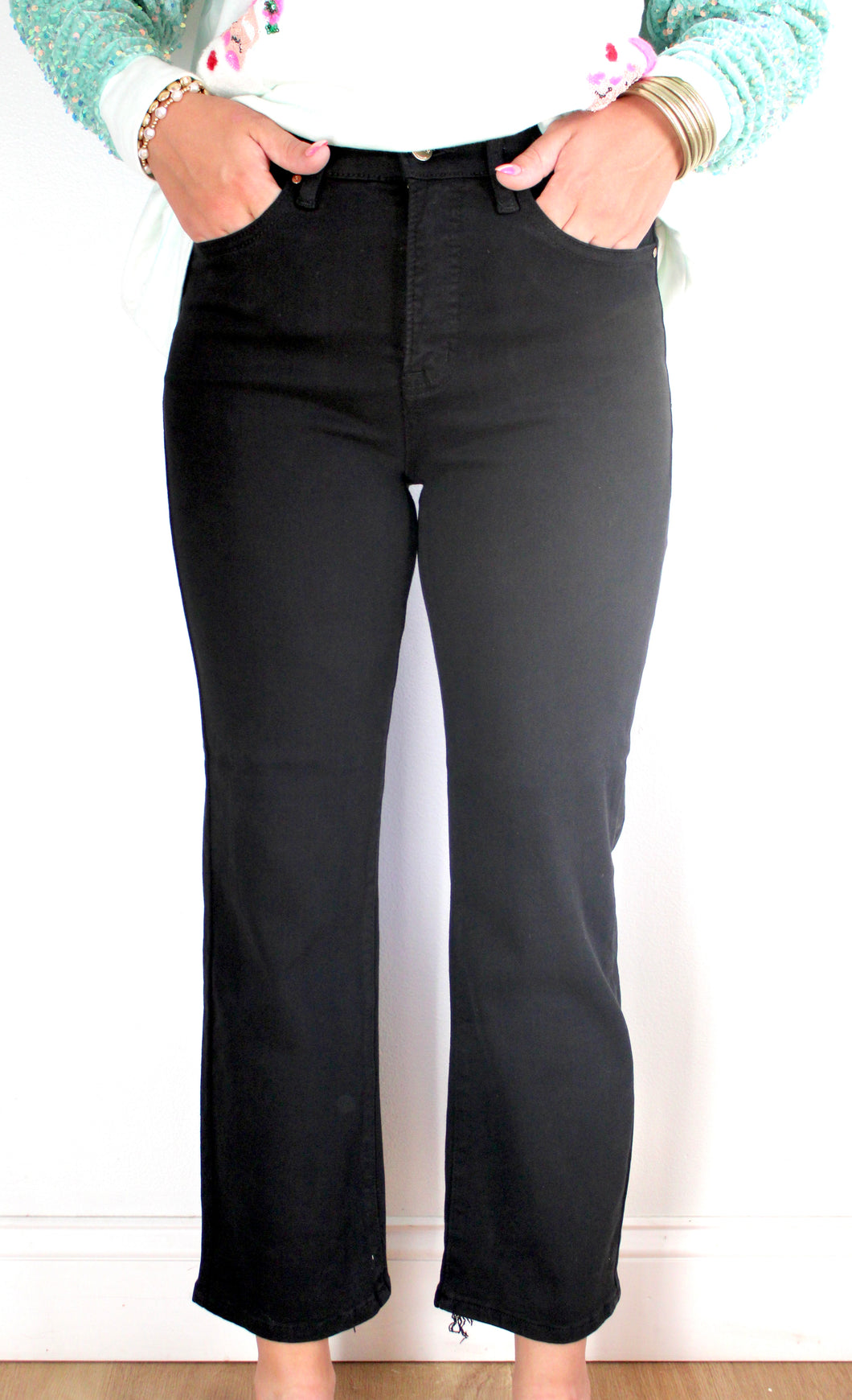 Black risen tummy control jeans