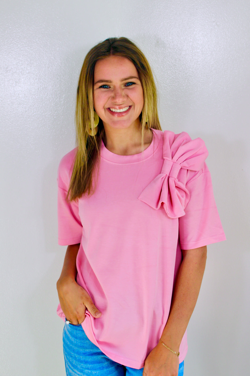 Pink large bow top