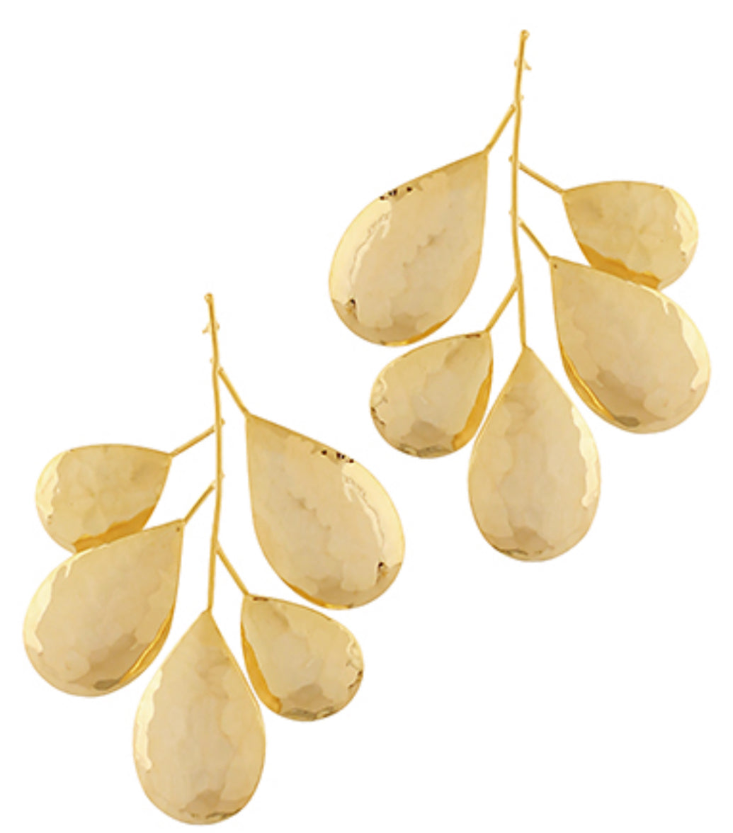 Leaf shape textured earrings