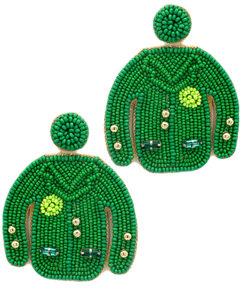 Green jacket earrings
