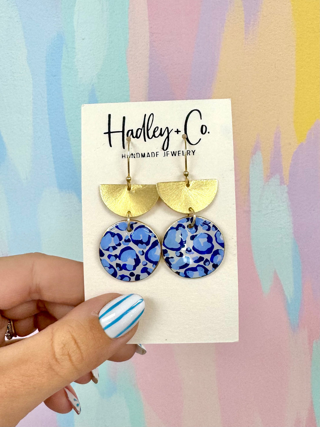 Navy leopard Hadley + co earrings