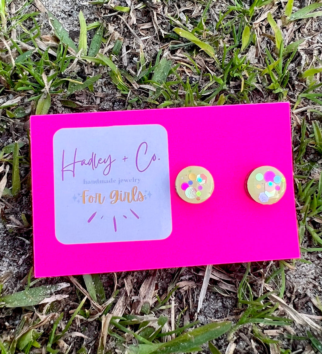 Yellow confetti Hadley + co stud earrings