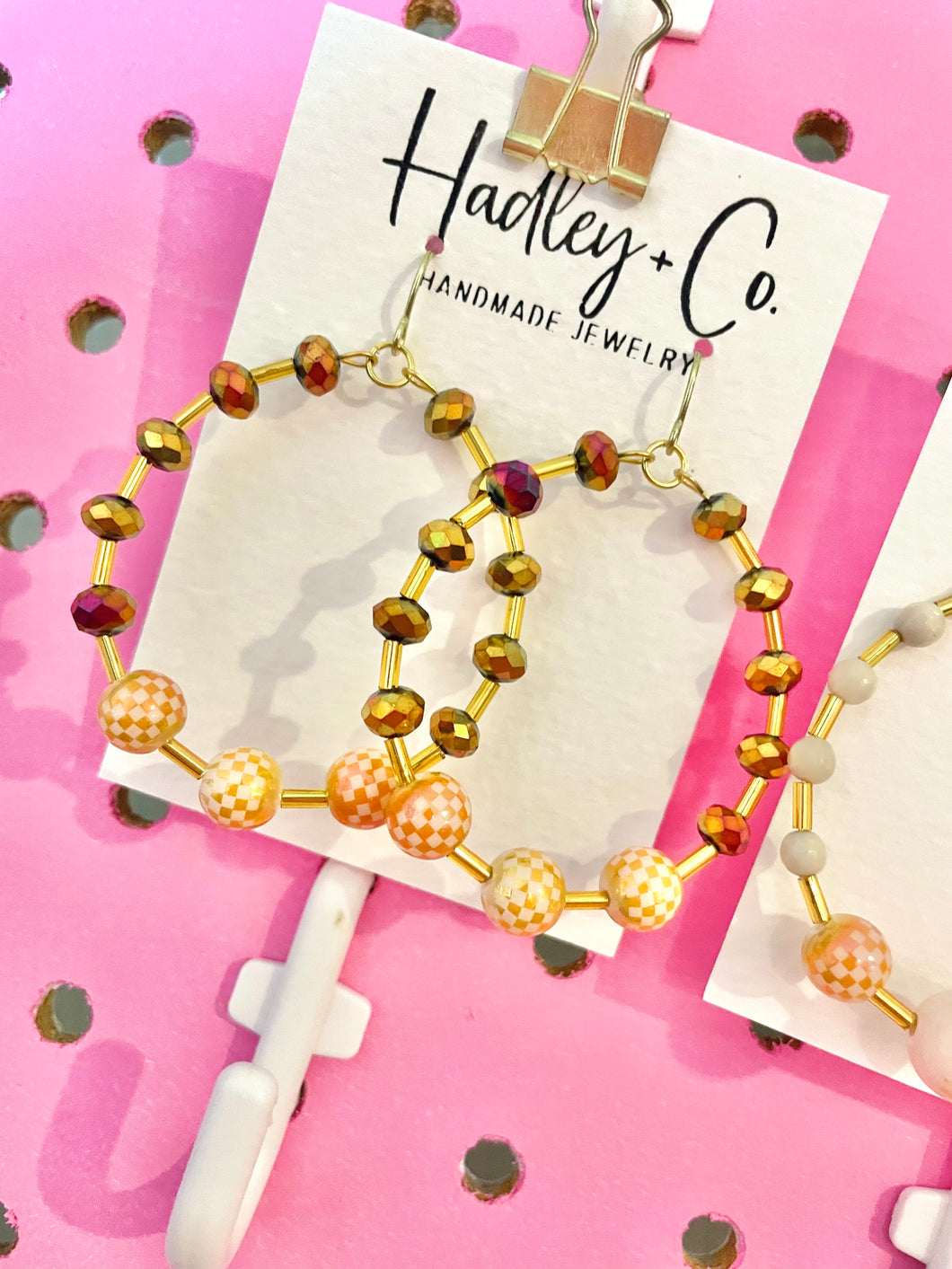 Peach gold beaded Hadley + co earrings
