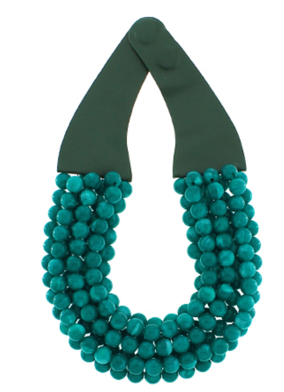 Chunky beaded teal necklace