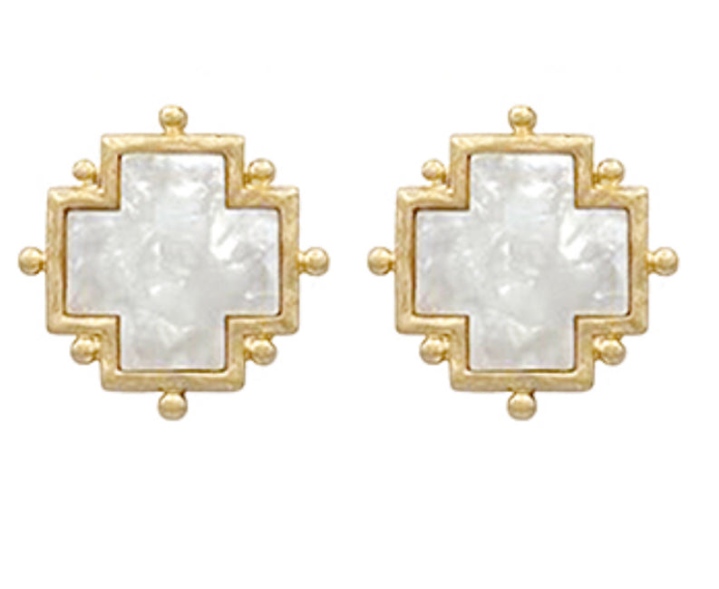 Vintage gold cross earrings