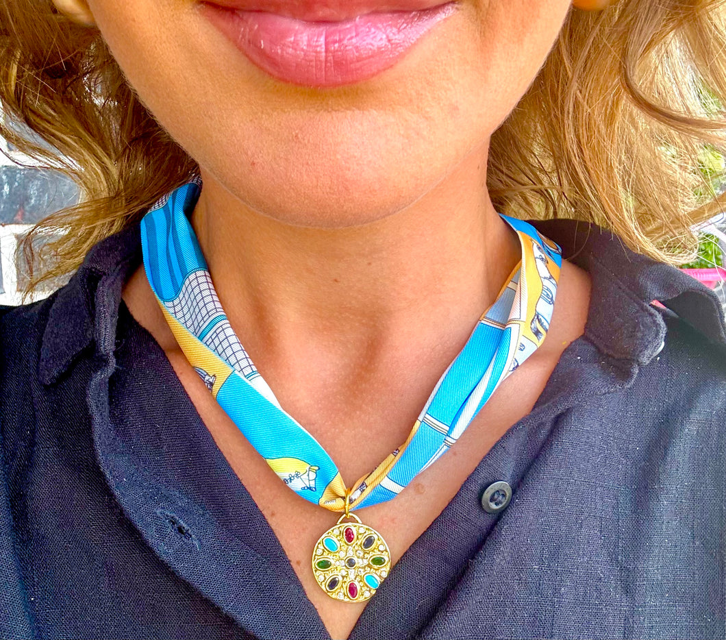 Multi stoned scarf necklace- hart designs