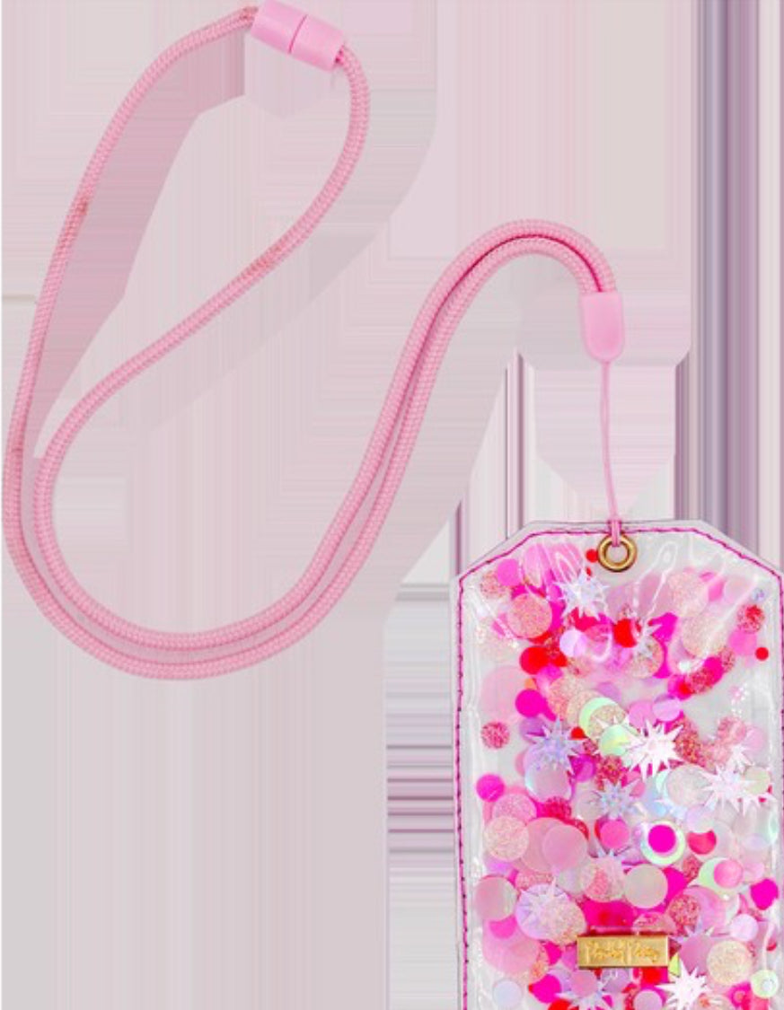 Pink confetti lanyard
