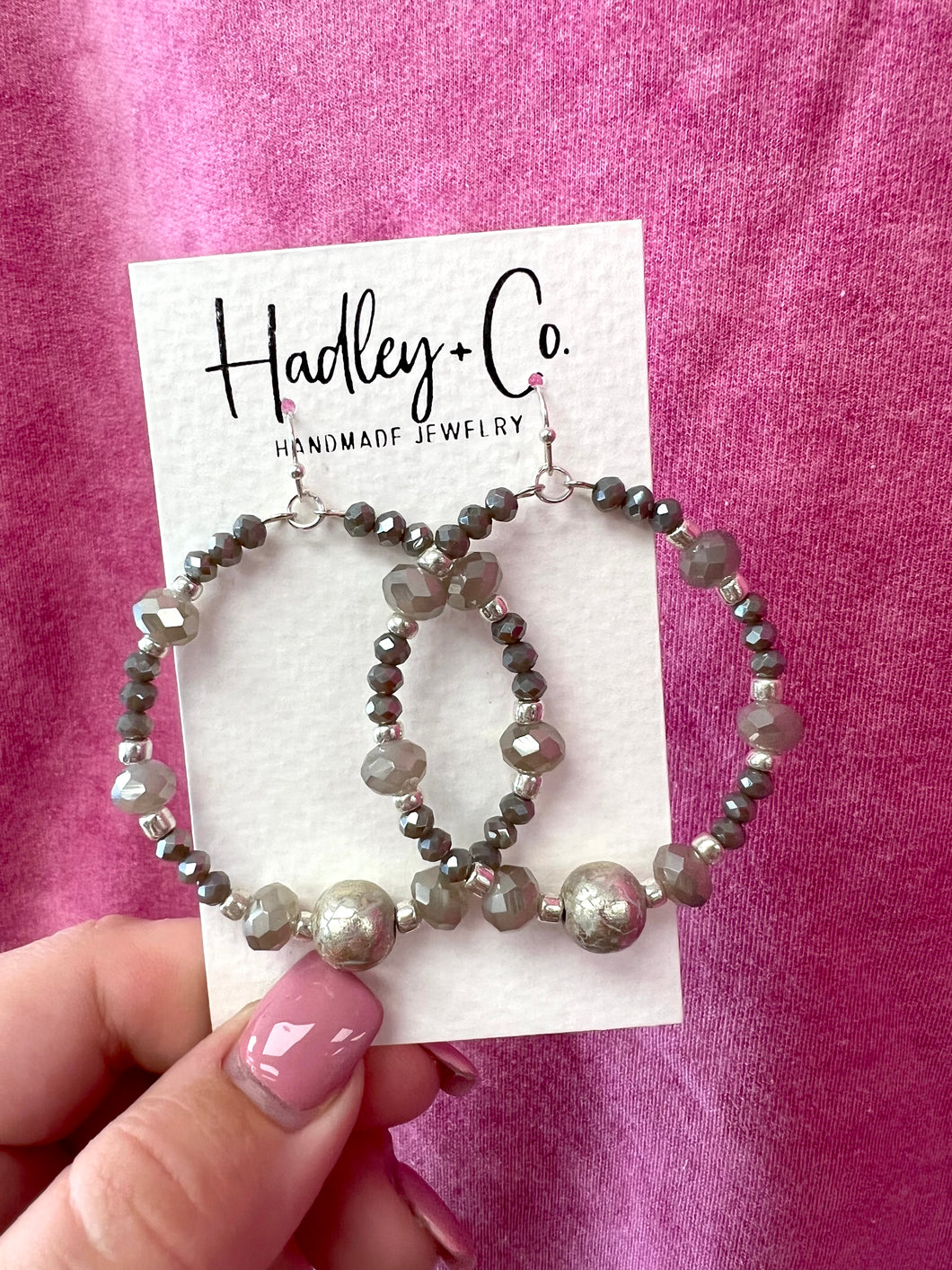 Silver grey beaded Hadley + co earrings