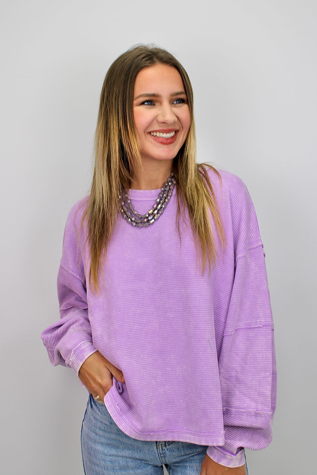 Lavender ribbed pullover