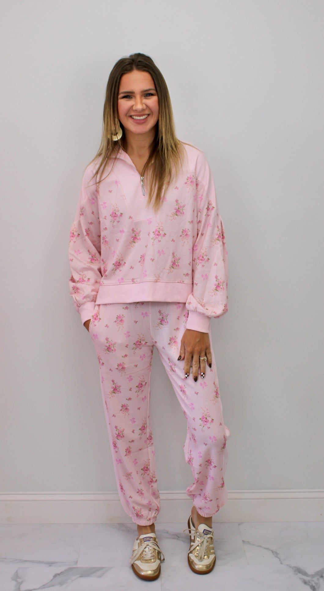 Floral pink pants set - PINK FRIDAY SALE