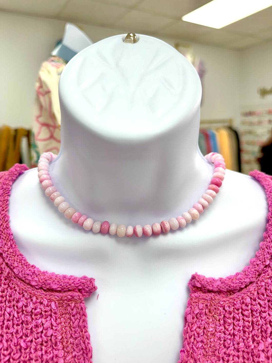 Light pink beaded hart designs necklace