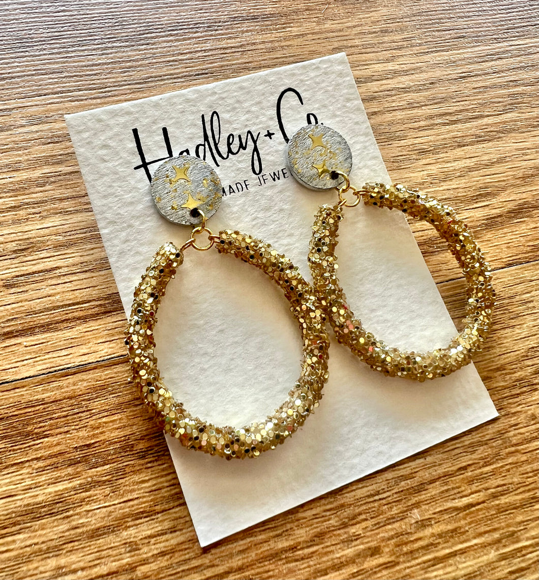 Gold glitter Hadley + co earrings
