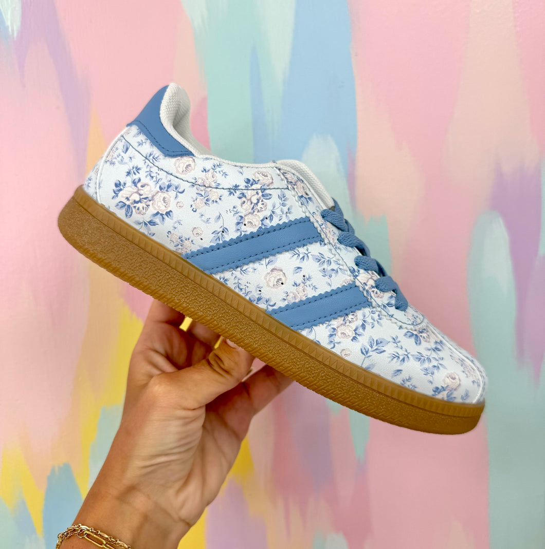 Blue floral sneakers