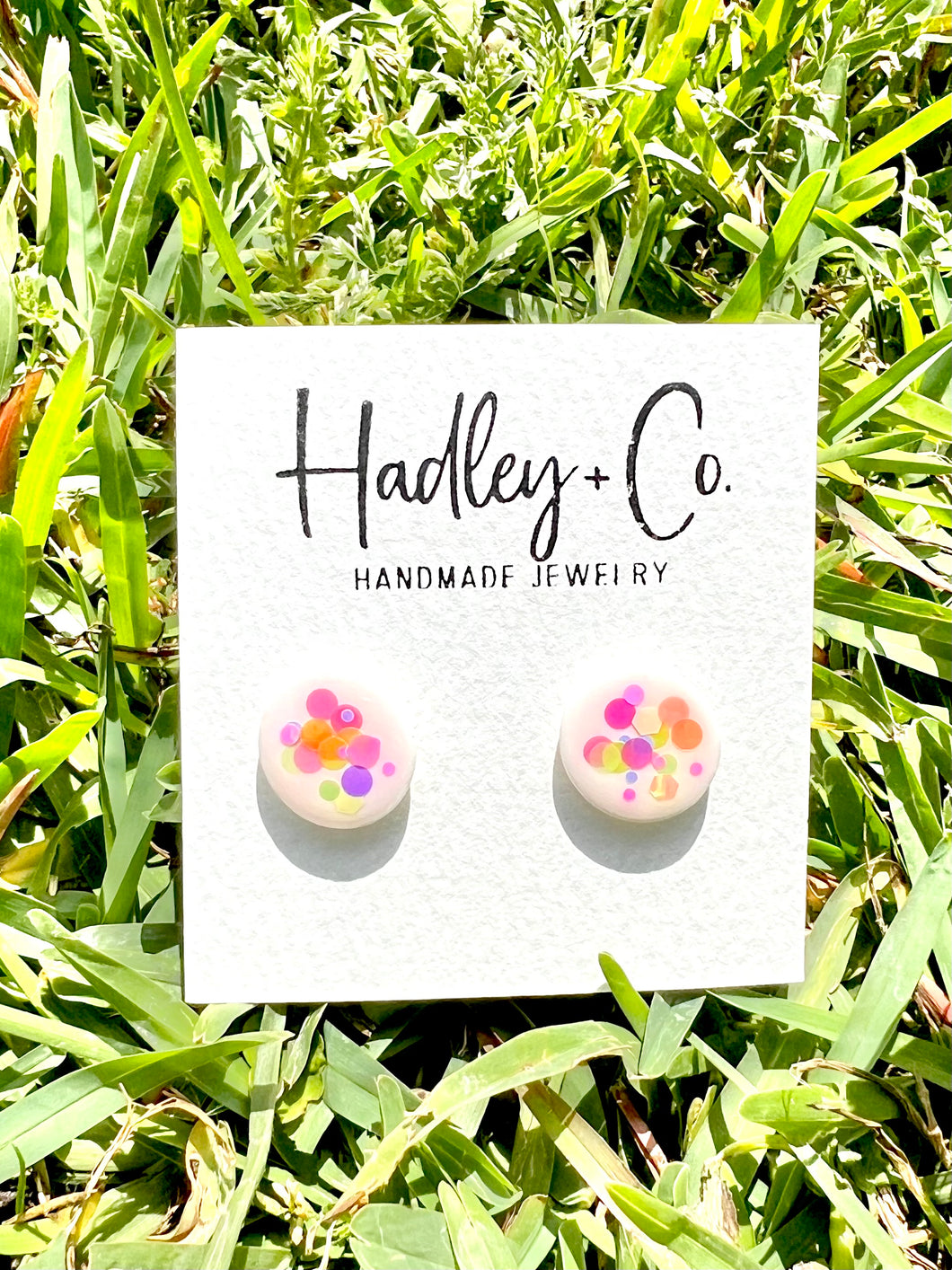 White confetti Hadley + co stud earrings