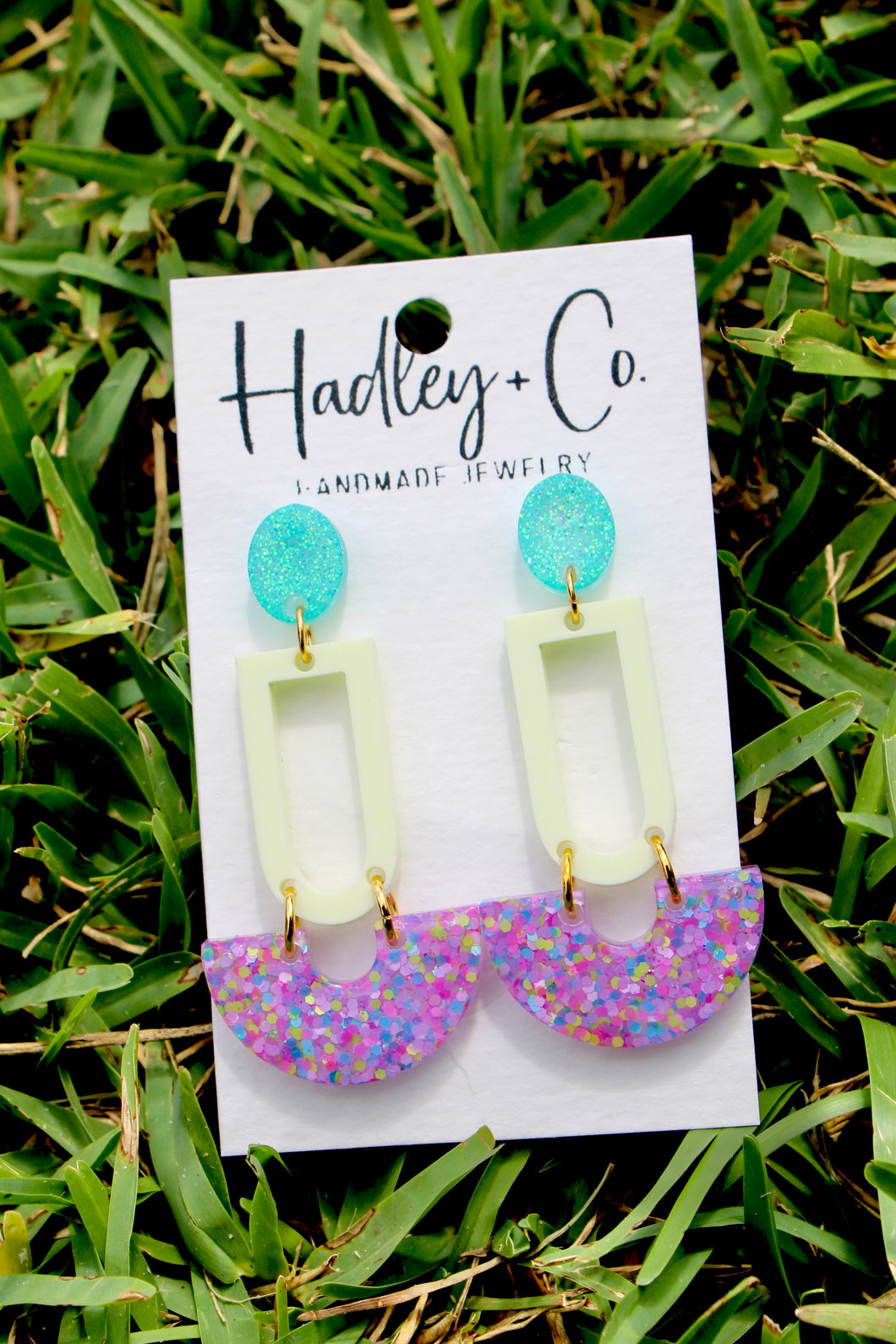 Teal cream purple Hadley + co earrings