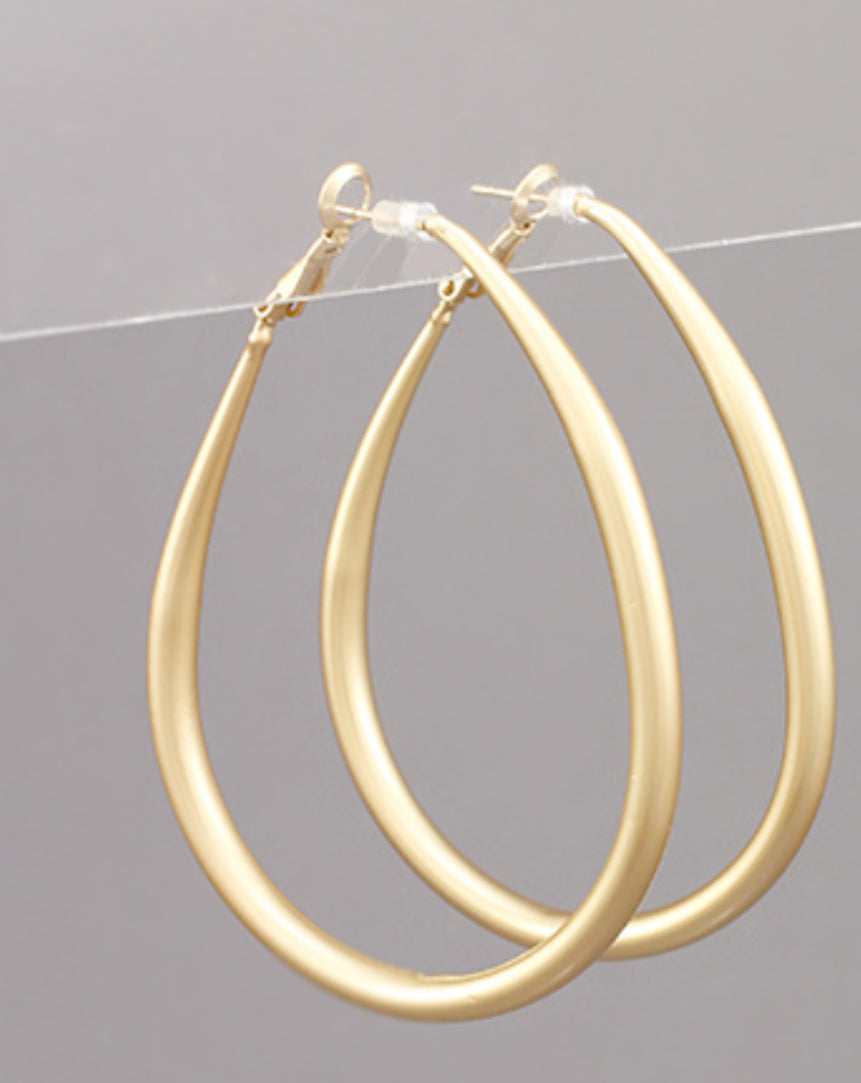 Gold larger tear drop hoops