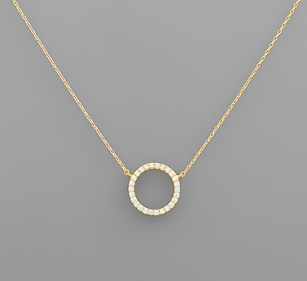 Pave circle necklace