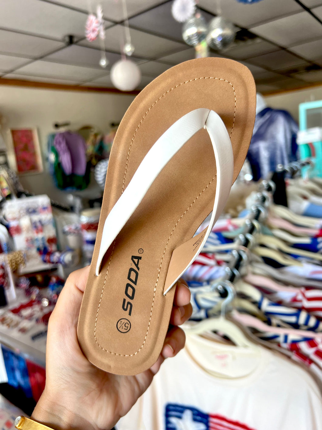 White flip flops