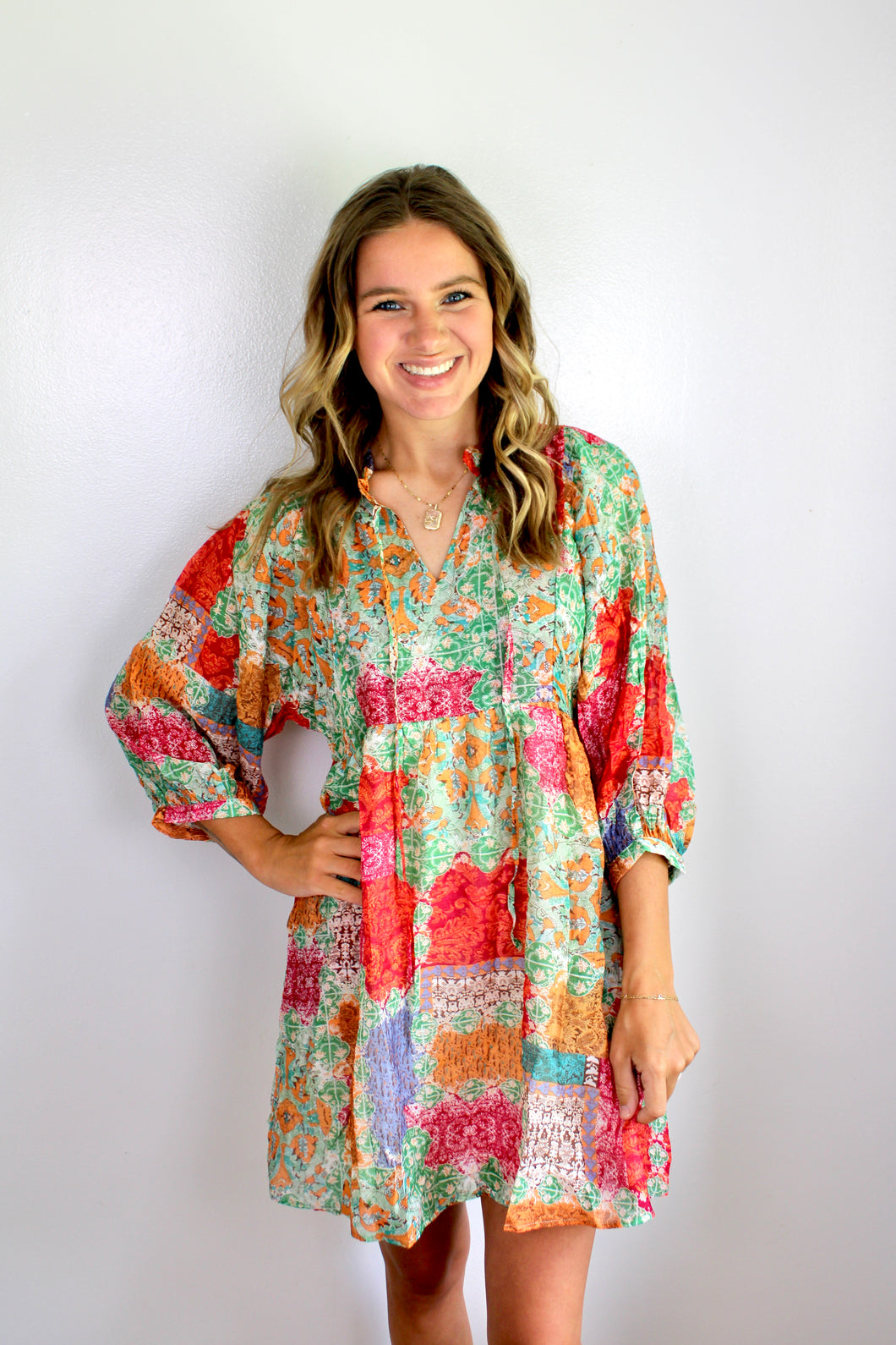 Multicolored printed dress