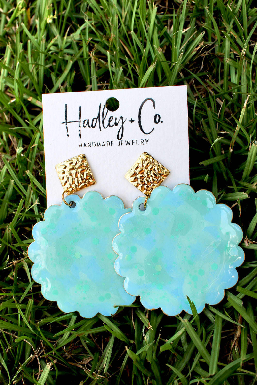 Mint scalloped Hadley + co earrings