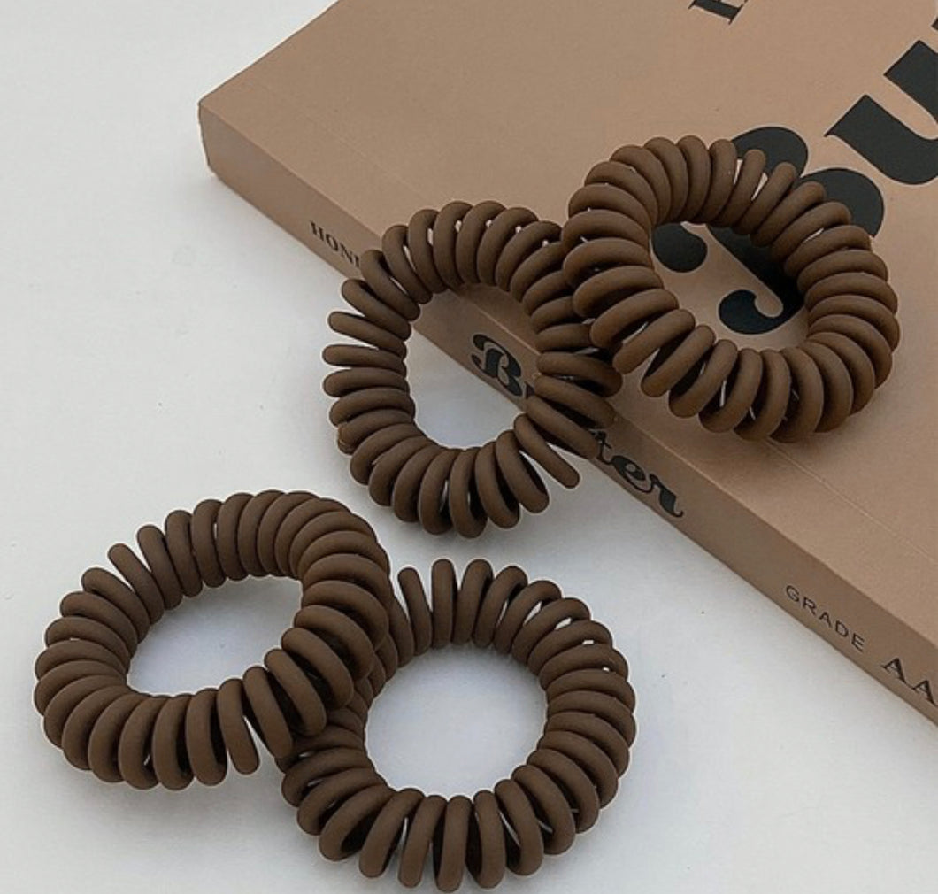Brown coil hair ties