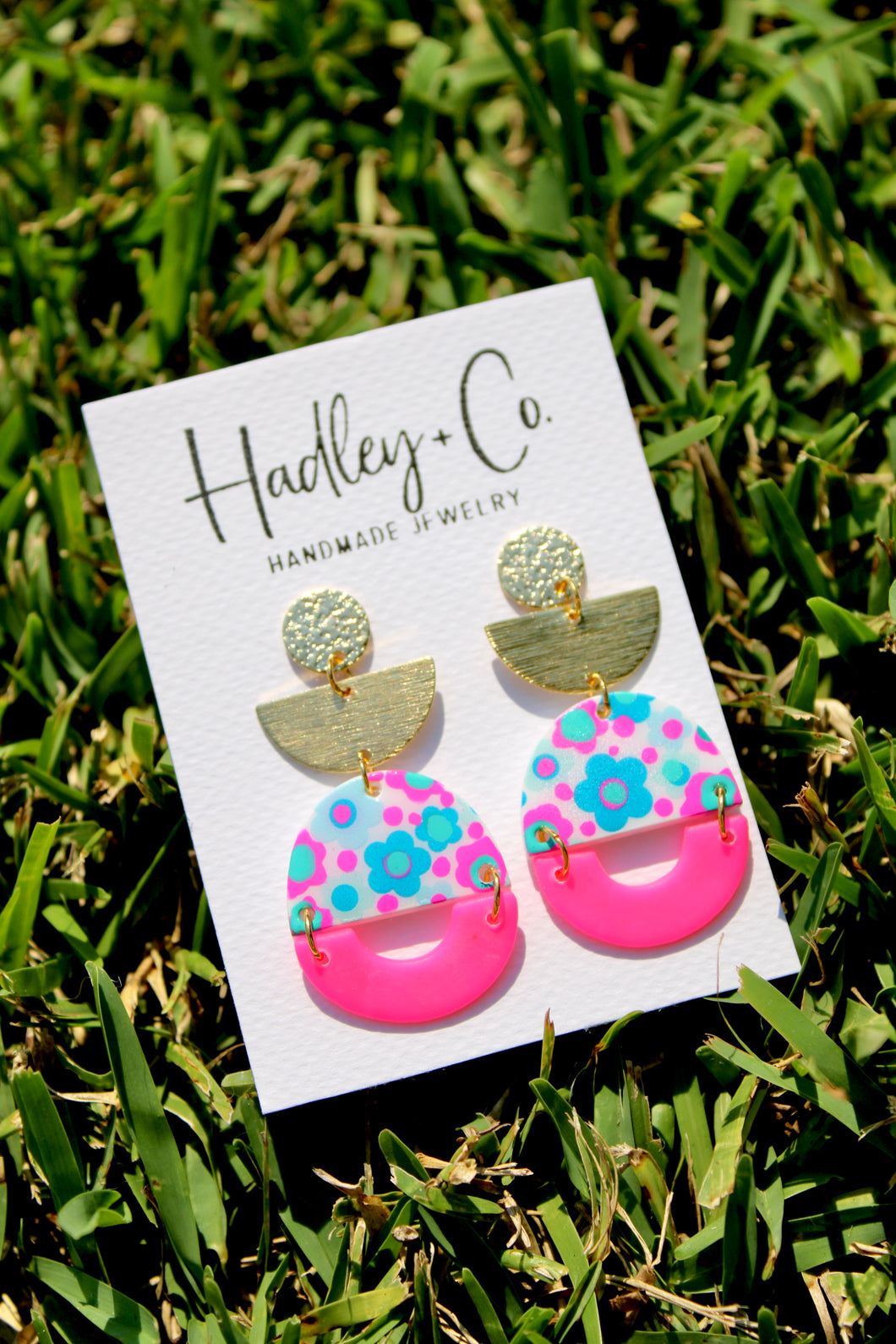 Flower pink gold Hadley + co earrings