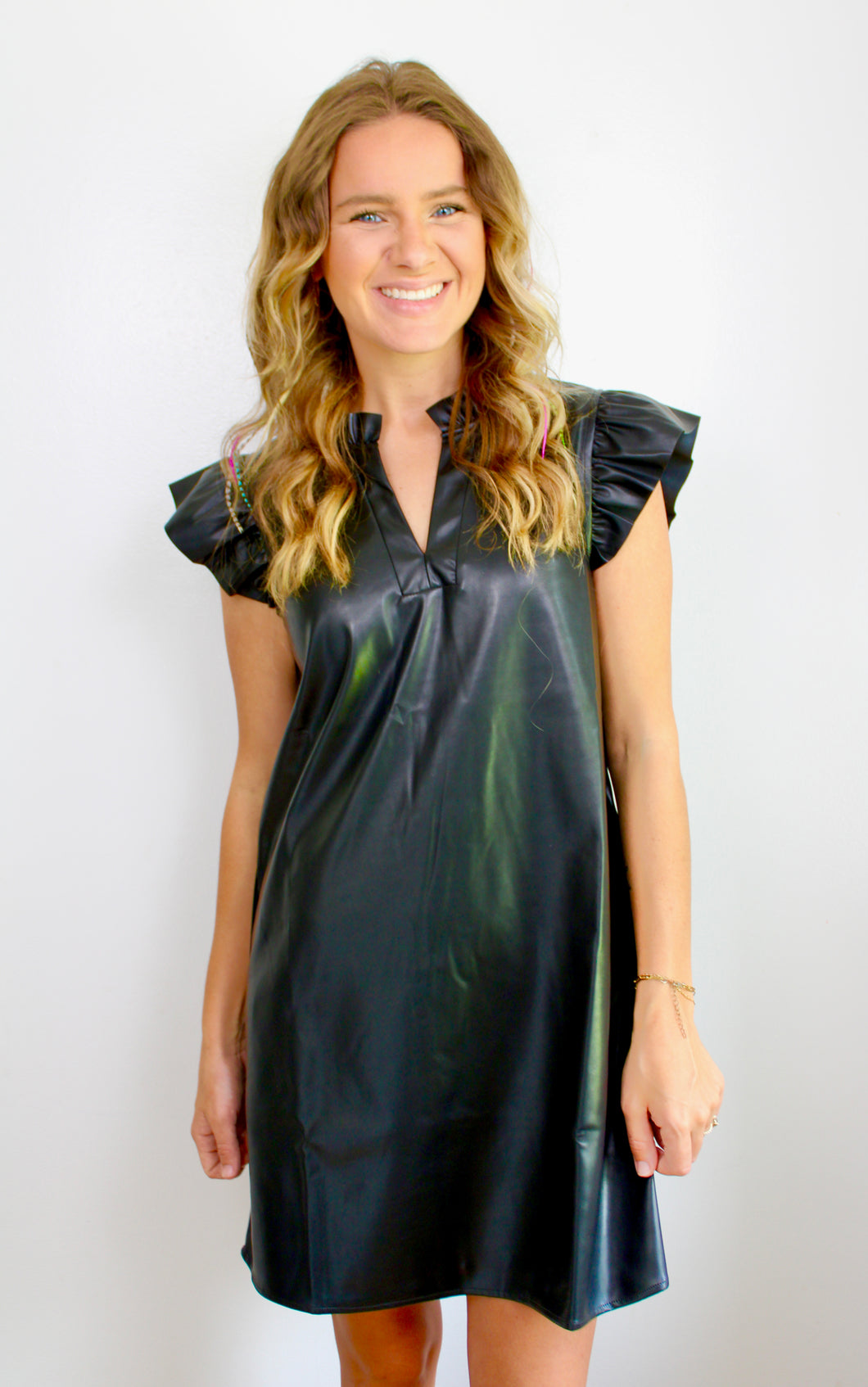 Black leather dress
