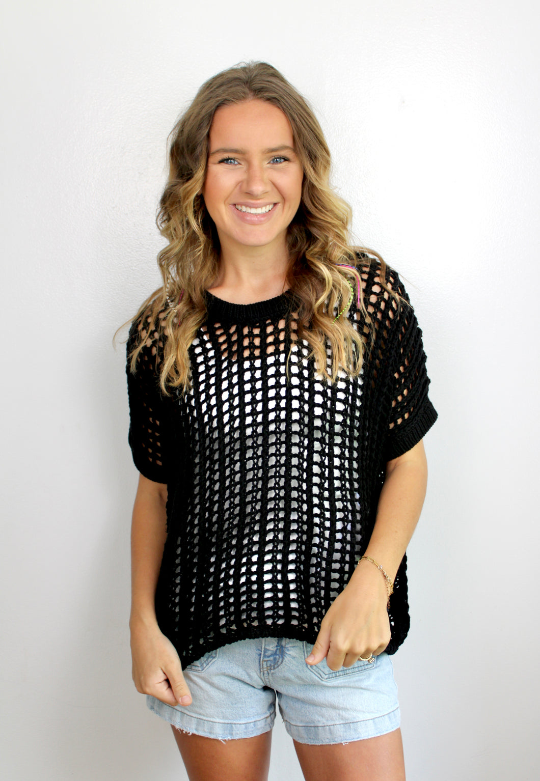 Black crochet top