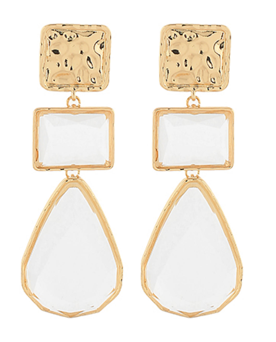 Clear gold drop earrings