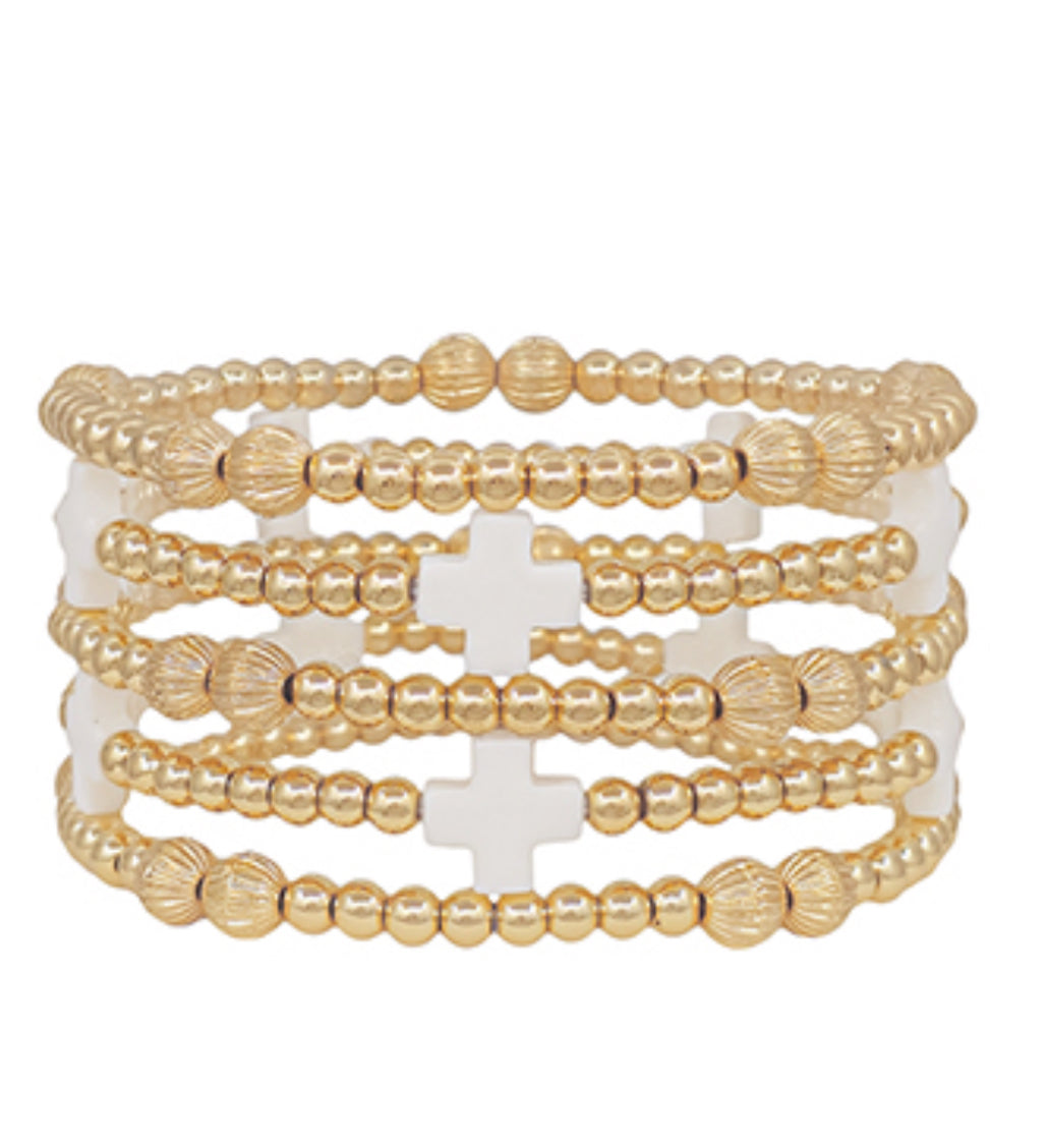 White cross bracelet set