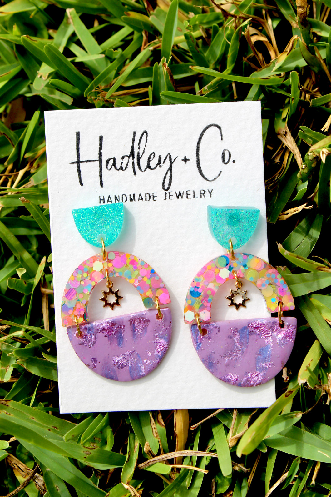Purple teal confetti Hadley + co earrings