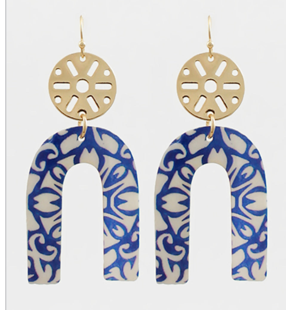 Blue arch earrings