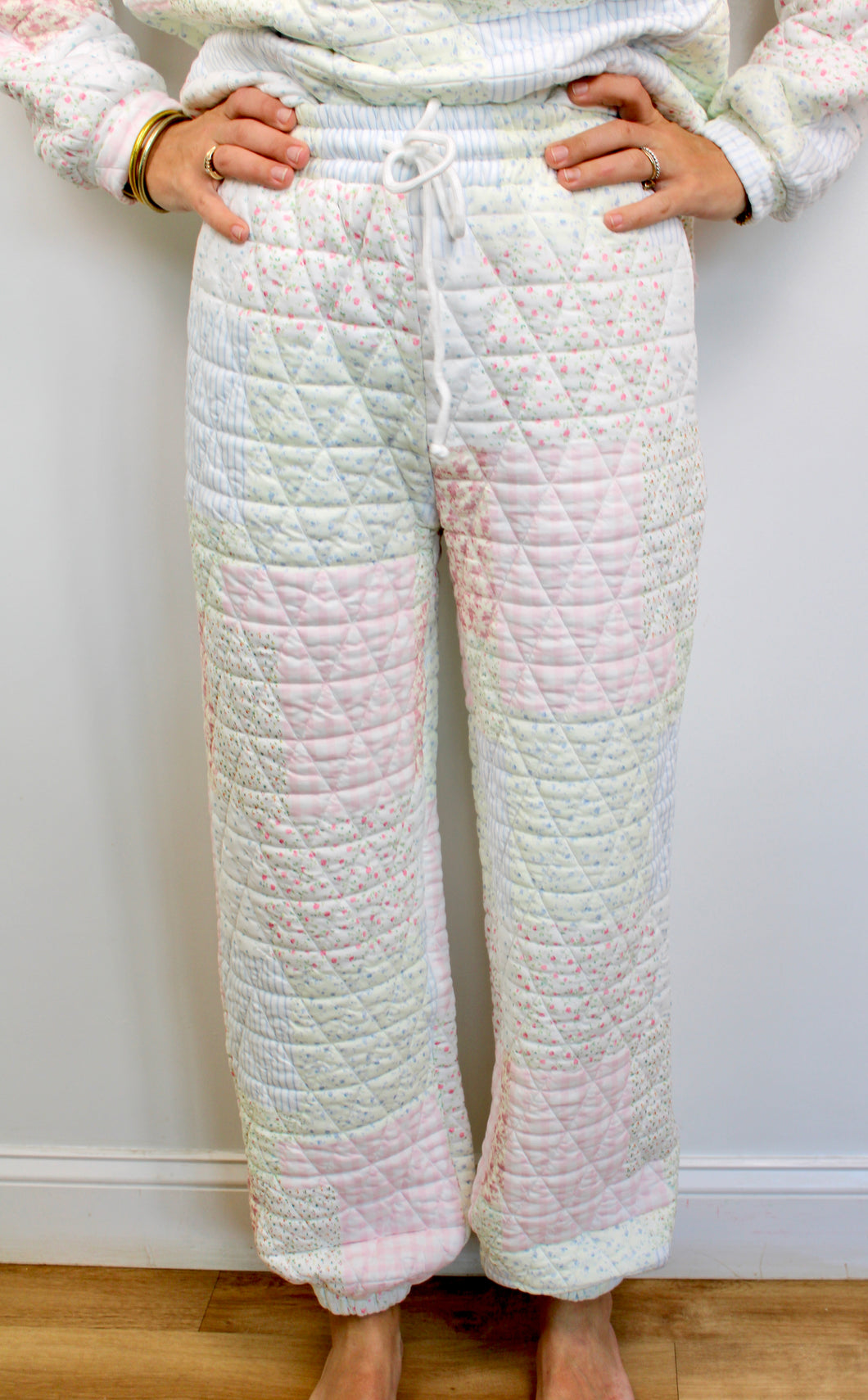 Floral textured jogger pants
