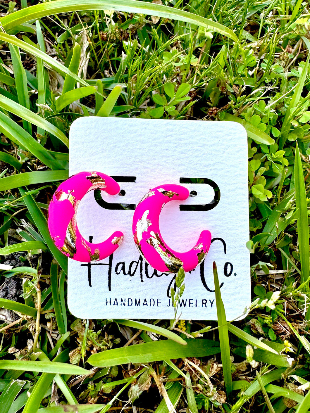 Hot pink gold Hadley + co hoops