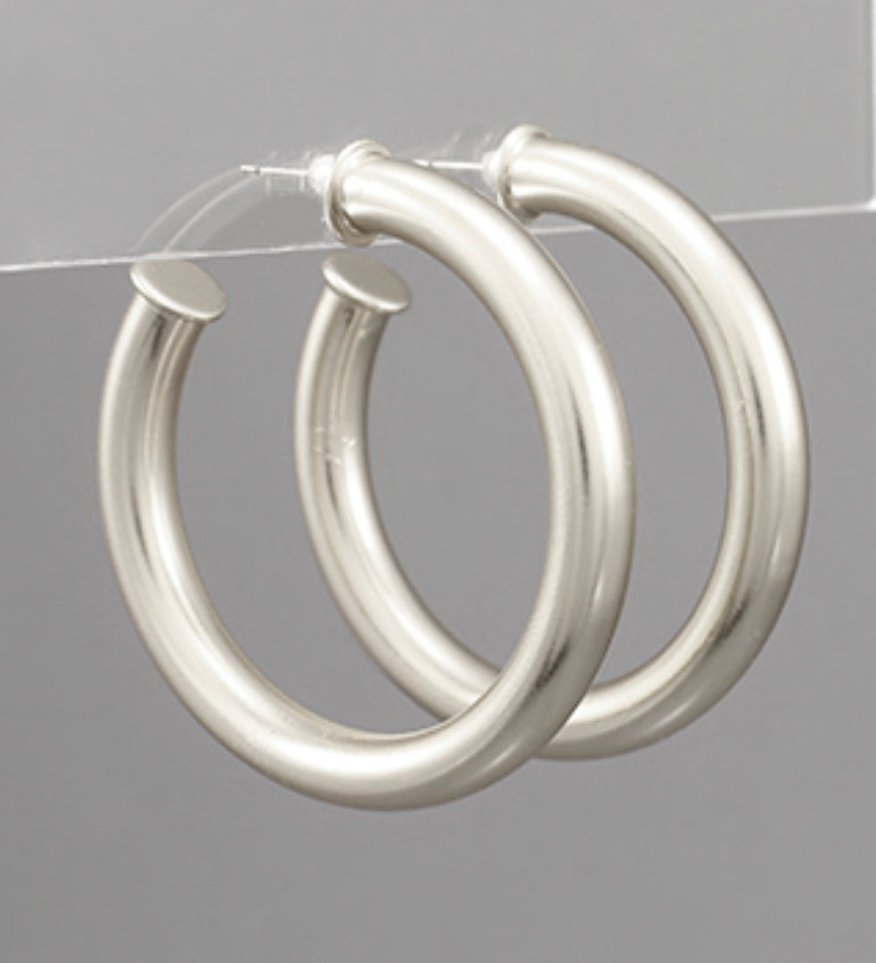 44mm tube matte silver hoops