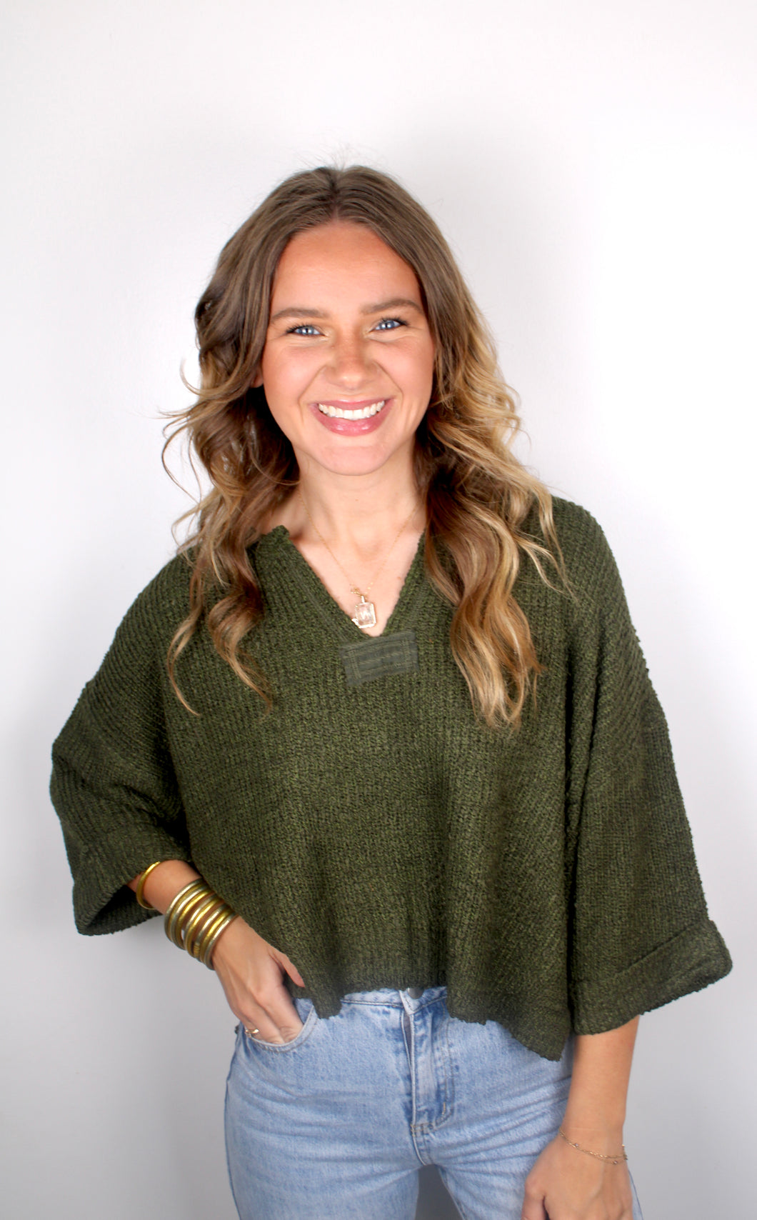 Olive knit top